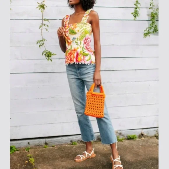 NWT FARM RIO Vintage Floral Smocked Cami Top | S - Picture 8 of 9